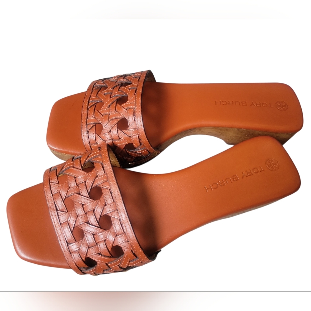 Tory Burch Women's Orange Woven Slide Sandals